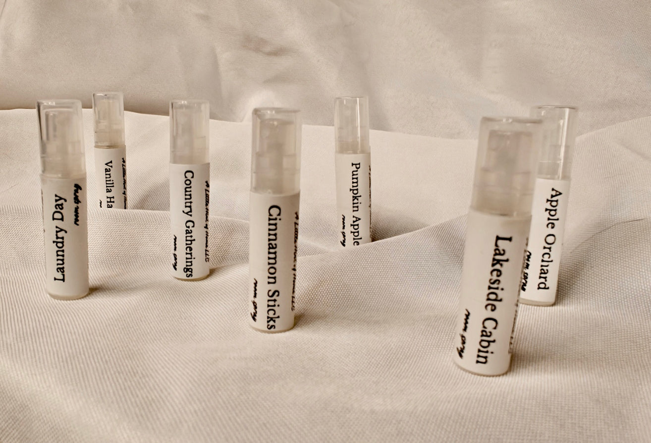 Sample Size odor eliminating room sprays in our choice of scents