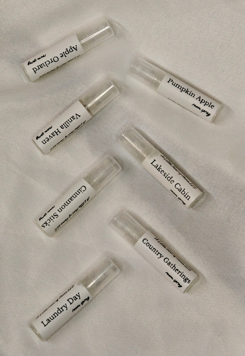 Sample Size odor eliminating room sprays in our choice of scents