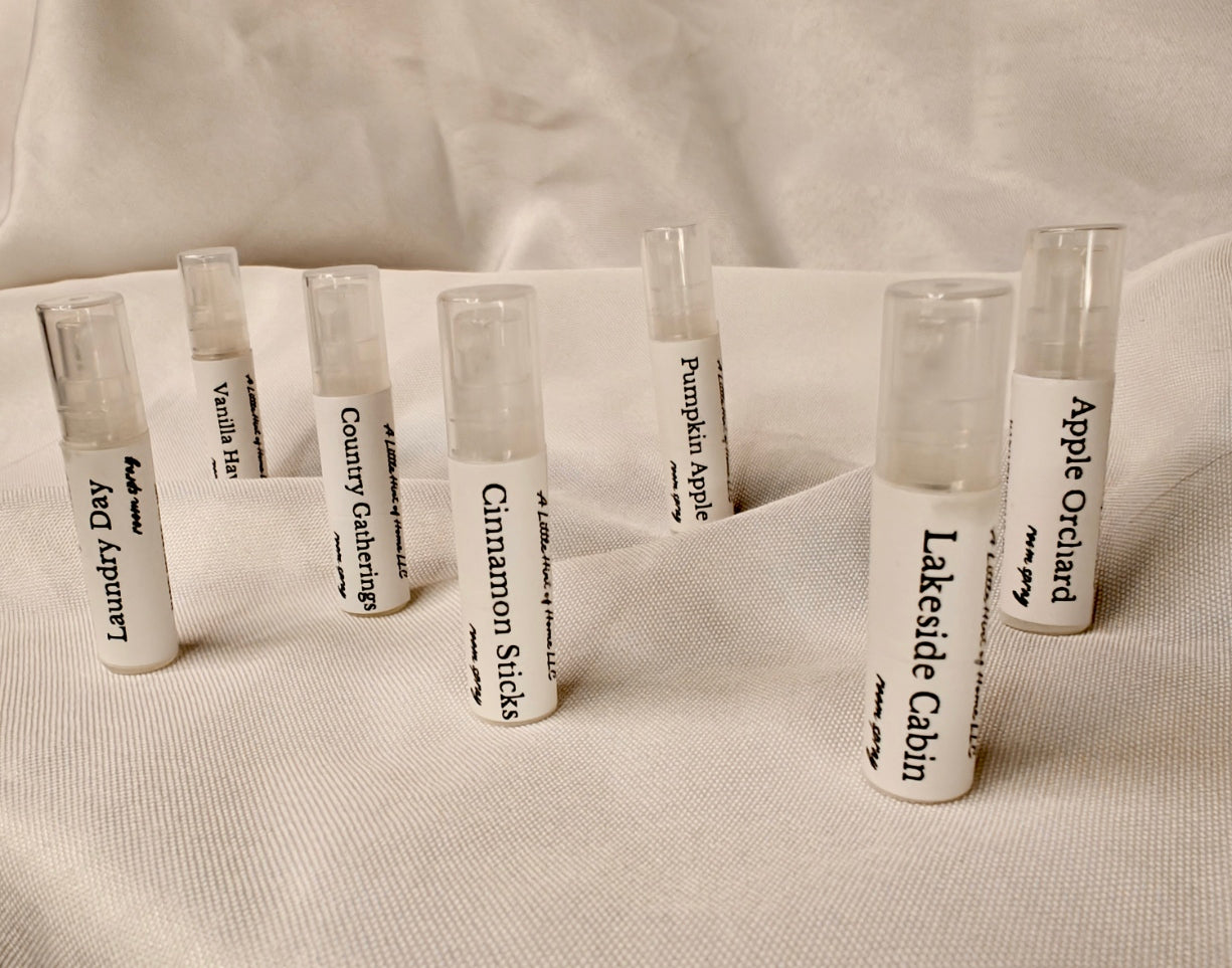 Sample Size odor eliminating room sprays in our choice of scents