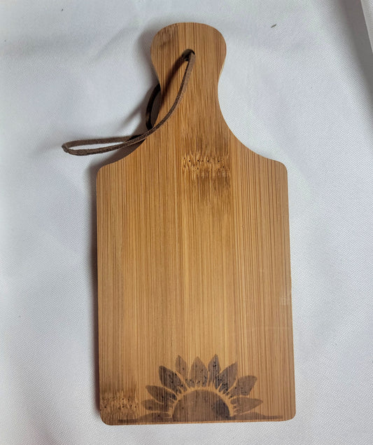 Mini Cutting Board Wood Burned sunflower design