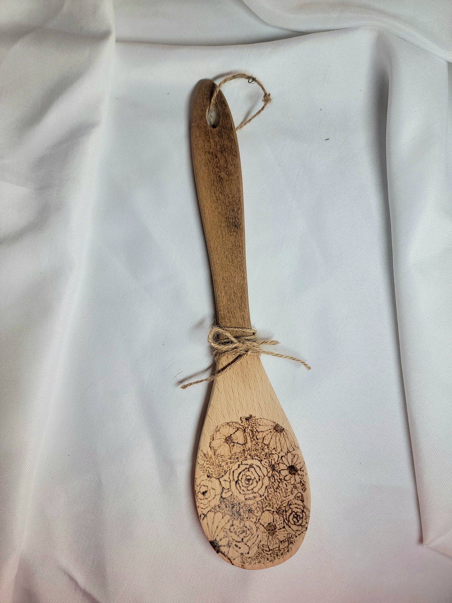 Wood Burned Floral Spoon