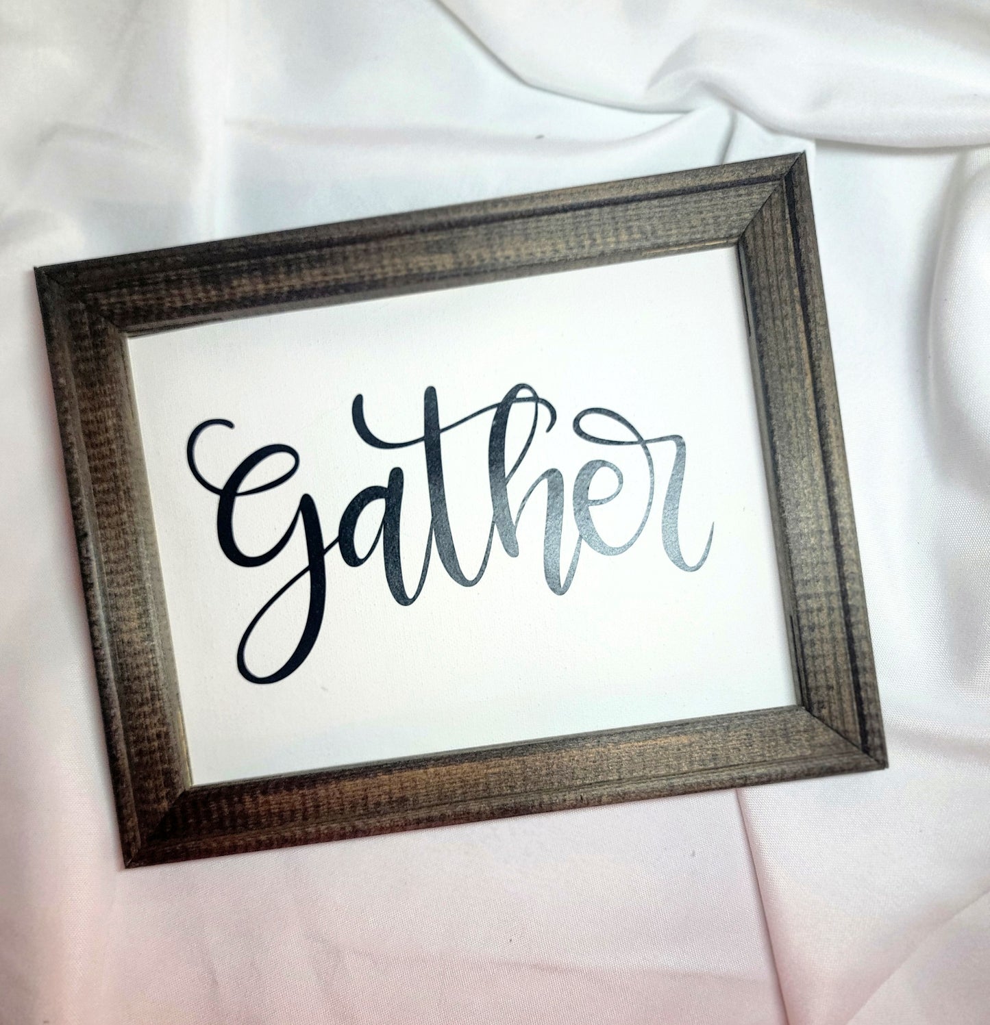 Gather reverse canvas sign