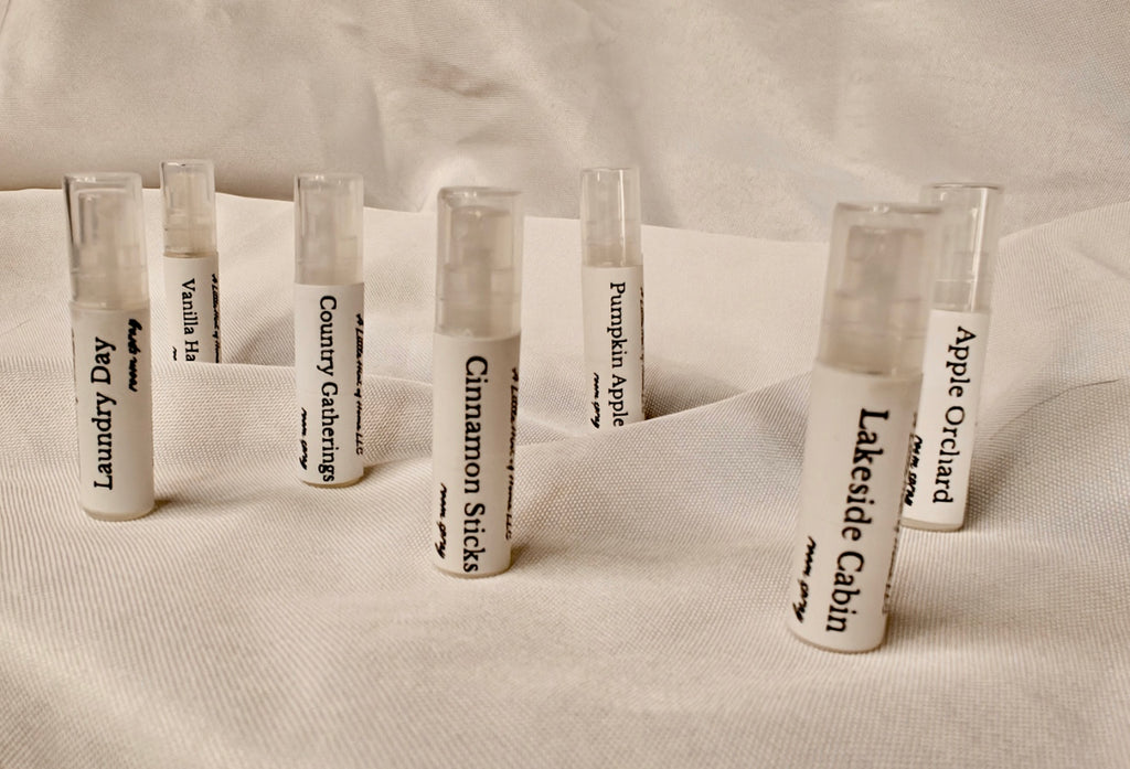 Sample Size odor eliminating room sprays in our choice of scents