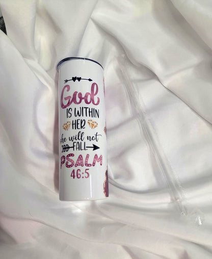 20 oz tumbler design of God is within her