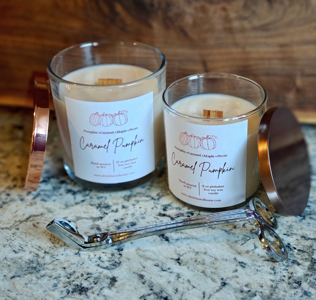 wood wick soy candles with copper lids