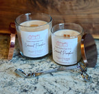 wood wick soy candles with copper lids