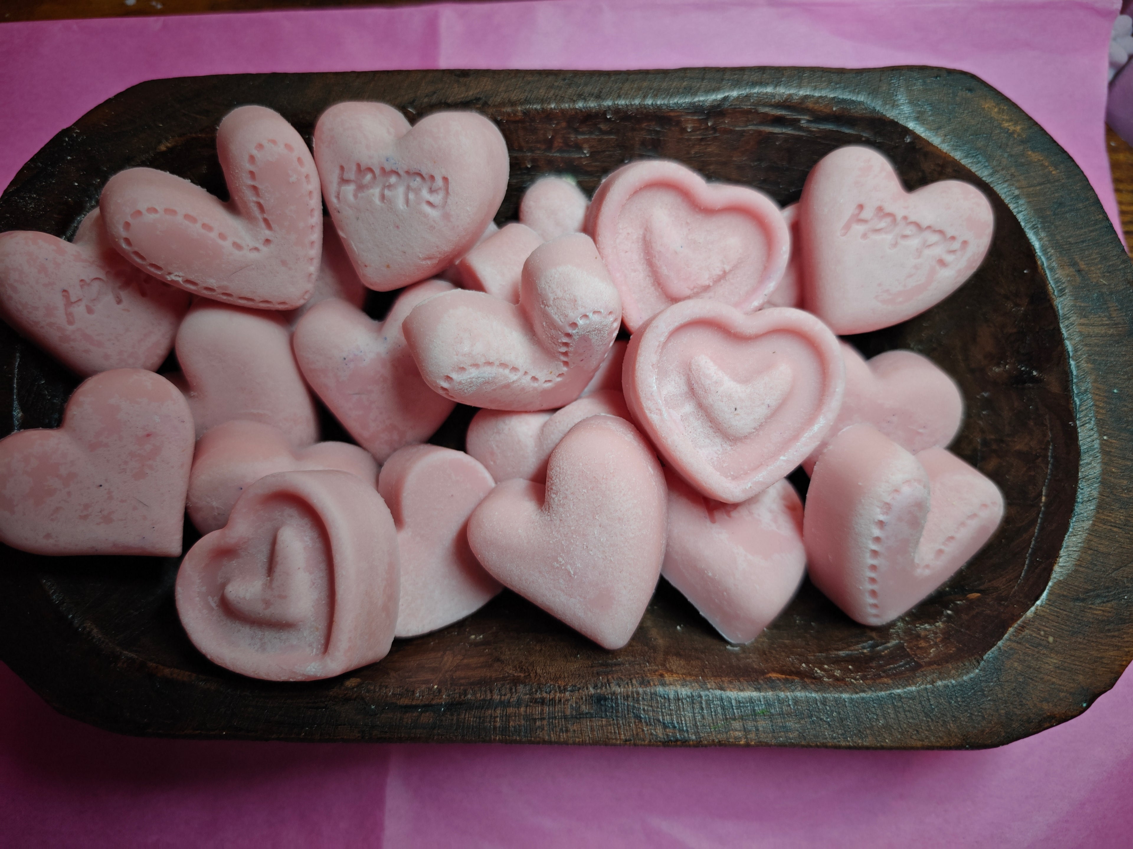 pink heart shaped wax melts