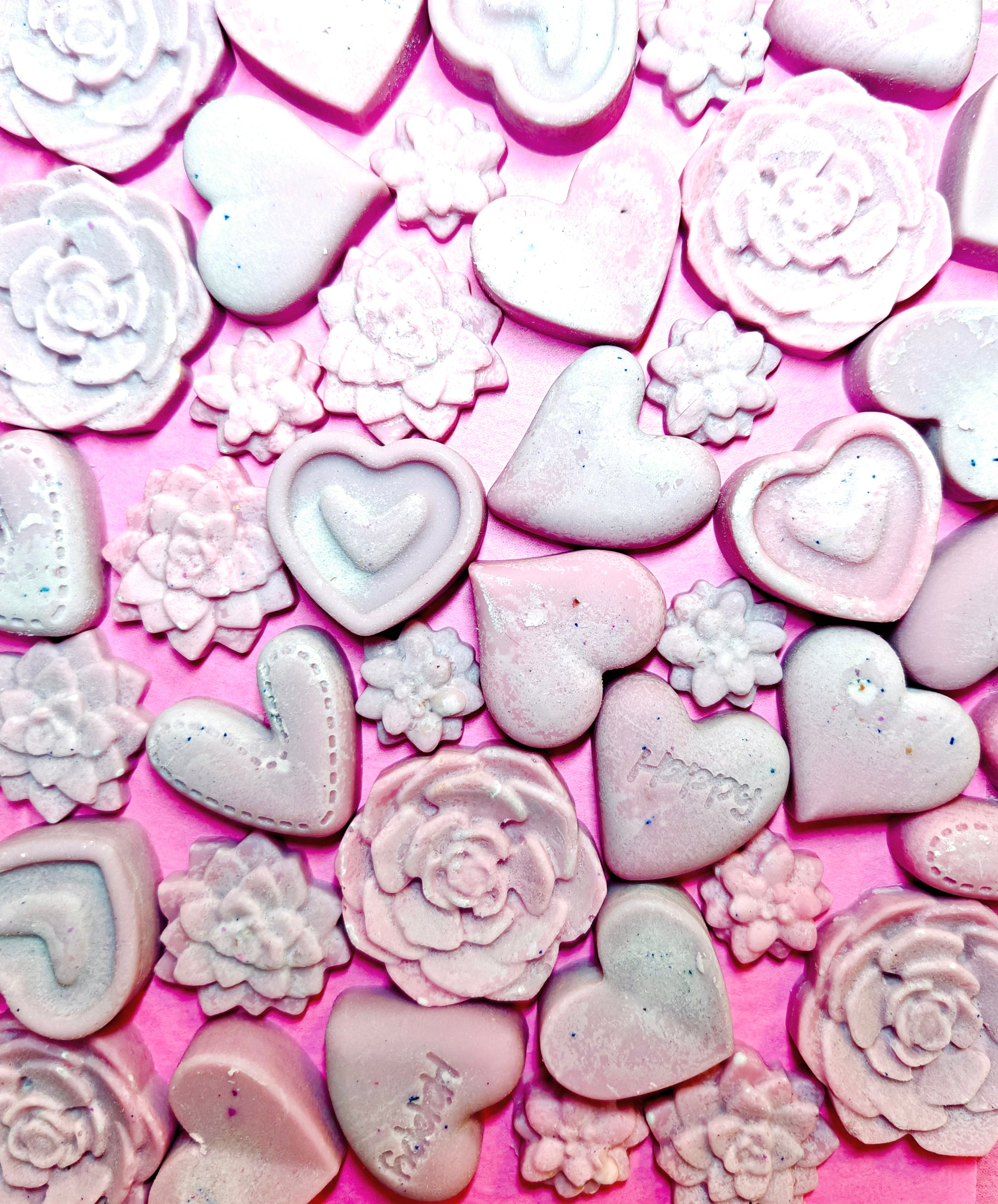 pink heart and succulent shaped wax melts