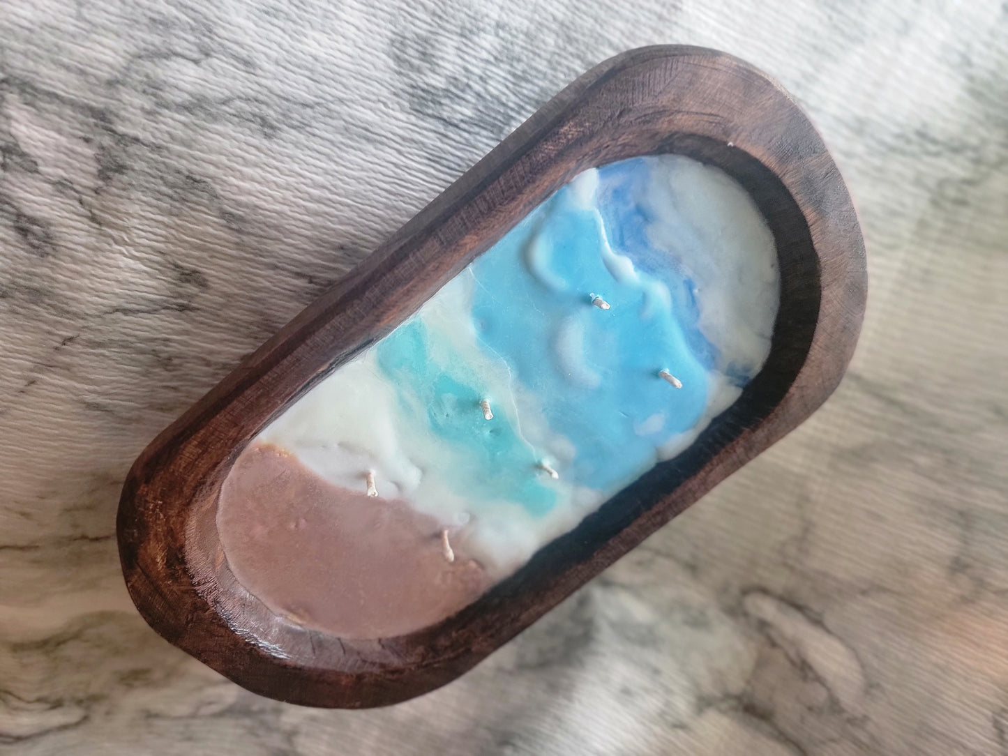 Beach Themed Wood Candle Dough Bowl Preorder