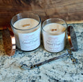 wood wick soy candles with copper lids