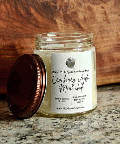 Cranberry Apple Marmalade 8 oz soy candle with copper lid
