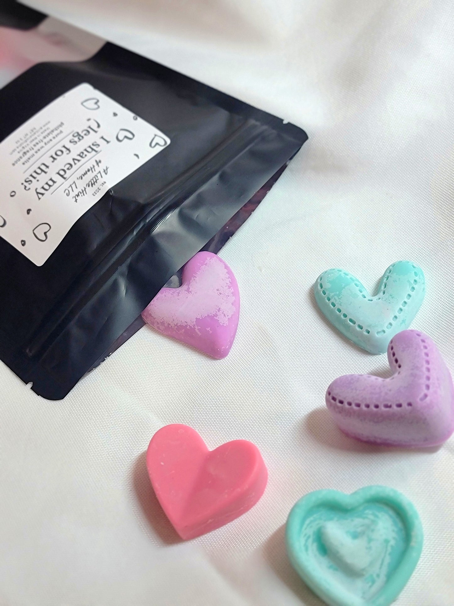 Heart-shaped soy wax melts