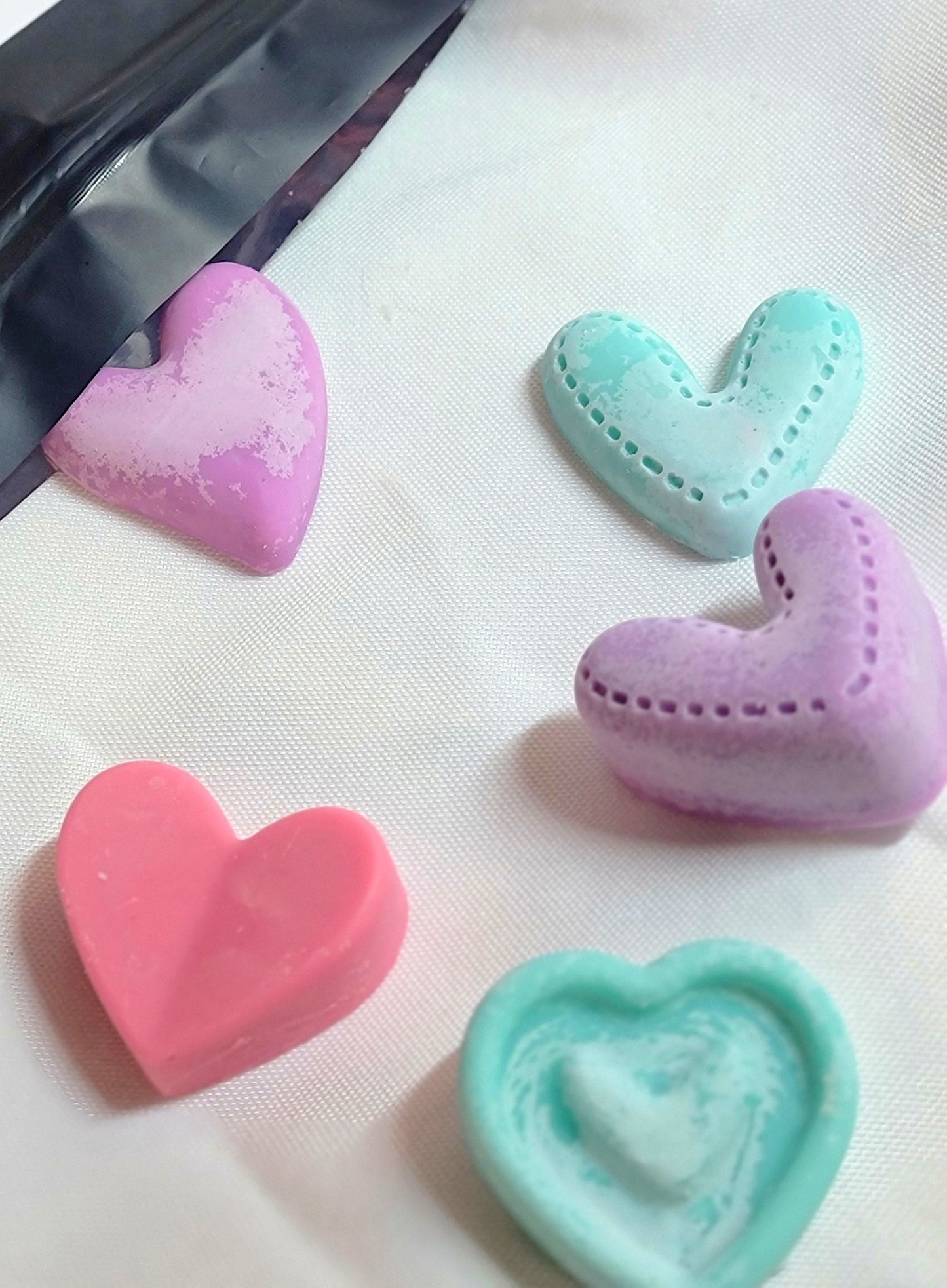 Heart-shaped soy wax melts