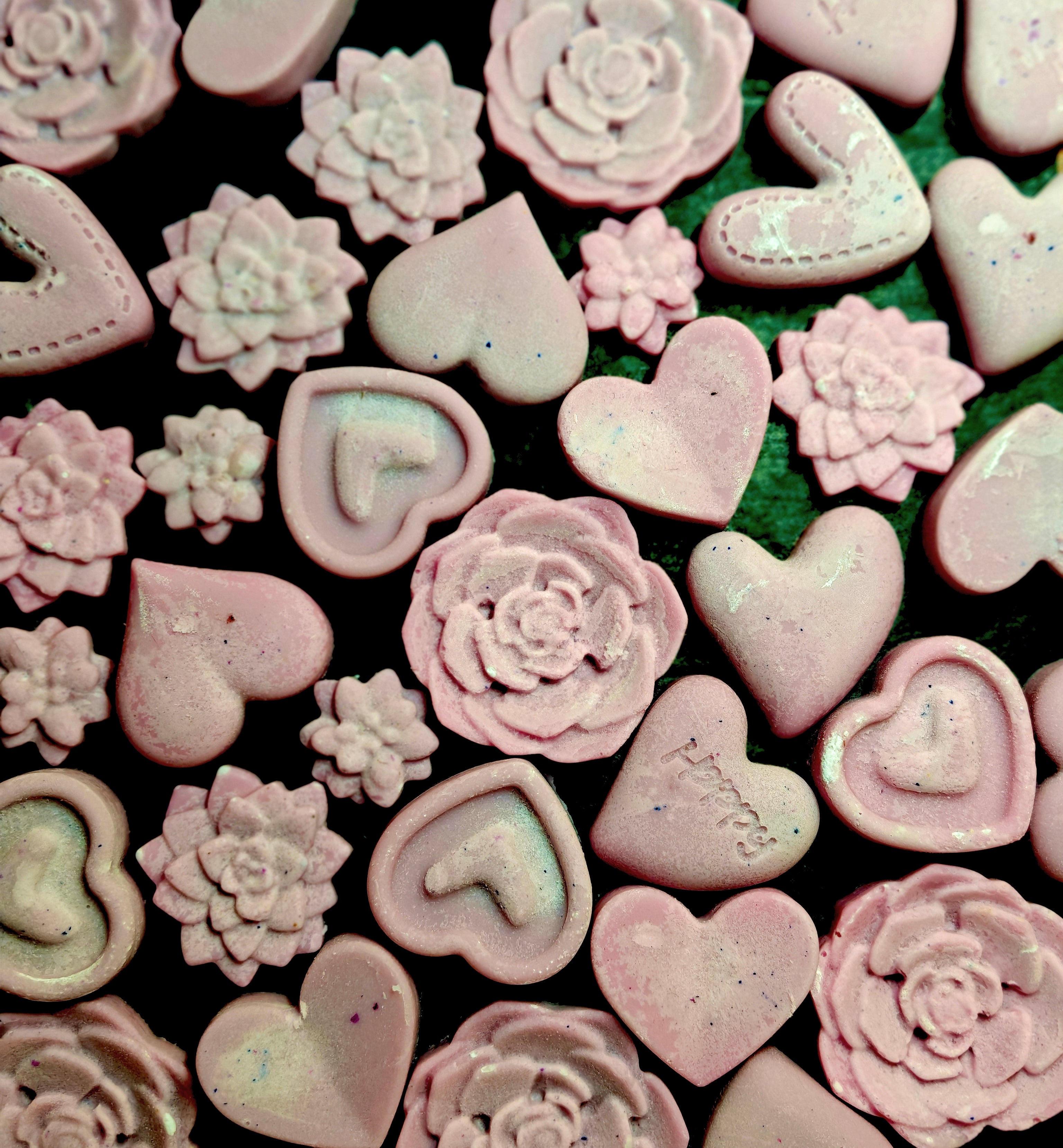 pink heart and succulent shaped wax melts