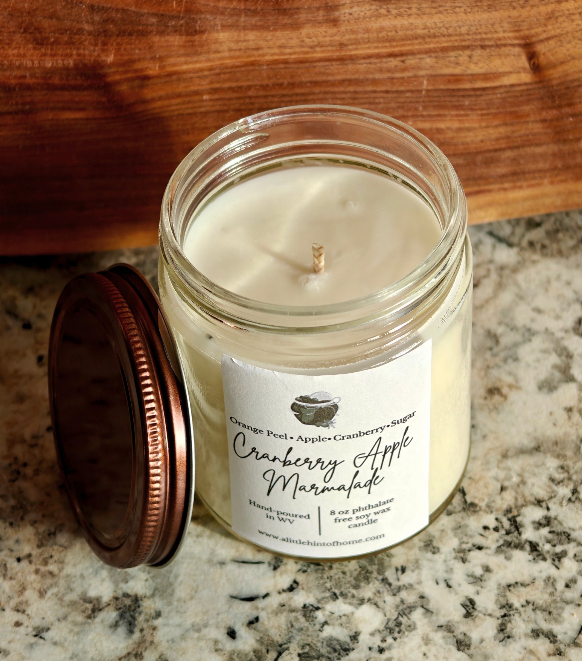 Cranberry Apple Marmalade 8 oz soy candle with copper lid